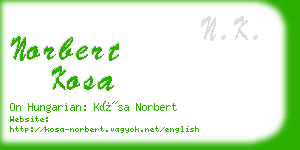 norbert kosa business card